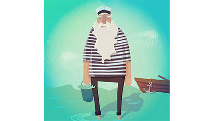 The old sailor sea vector material