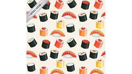 Delicious sushi seamless background vector
