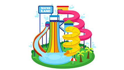 Cartoon illustrator vector material Waterpark