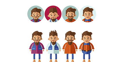 4 cartoon man and avatar vector material