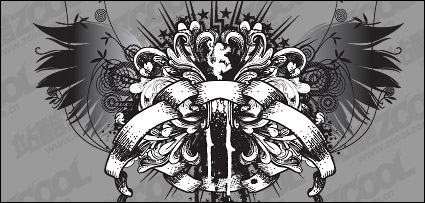 Classical European-style wings pattern vector material