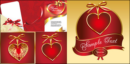 Ribbon and heart-shaped series of vector material