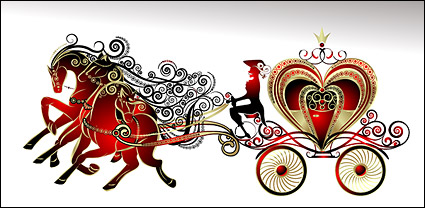 Gorgeous heart-shaped vector material carriage