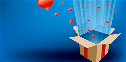 The release of a light cardboard box heart-shaped vector material