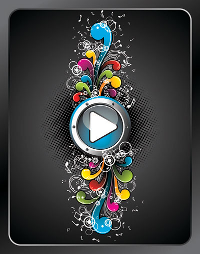 Play button, note vector