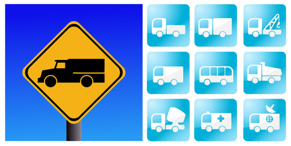 Simple vector icon in a variety of automotive material