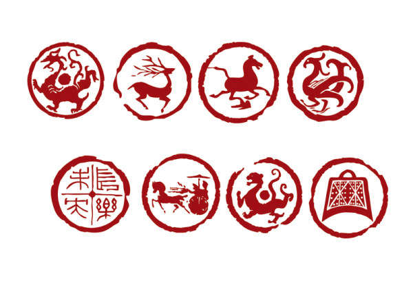 Dragon, tiger, birds, Yan, deer, horse 