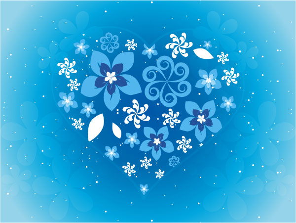 Flowers, heart-shaped vector material composition