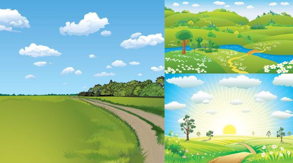 3 natural scenery vector material