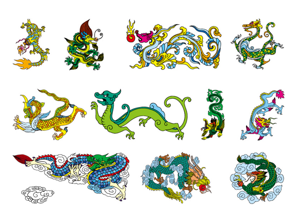 Chinese Classical Dragon nine vector material