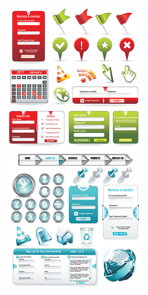  Web design commonly used elements vector&nbsp;