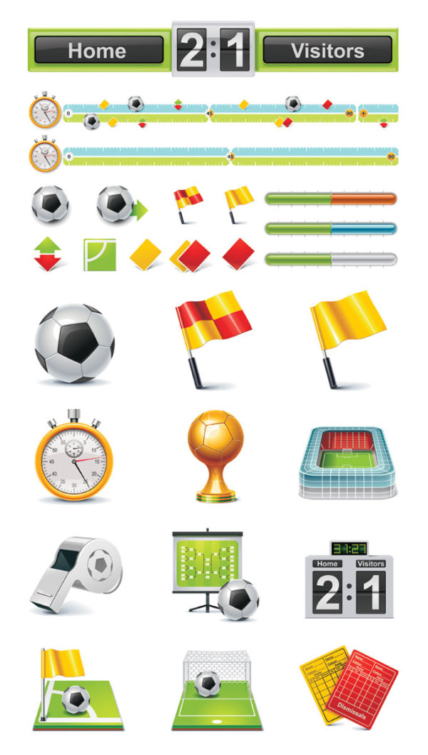 Football theme vector icons