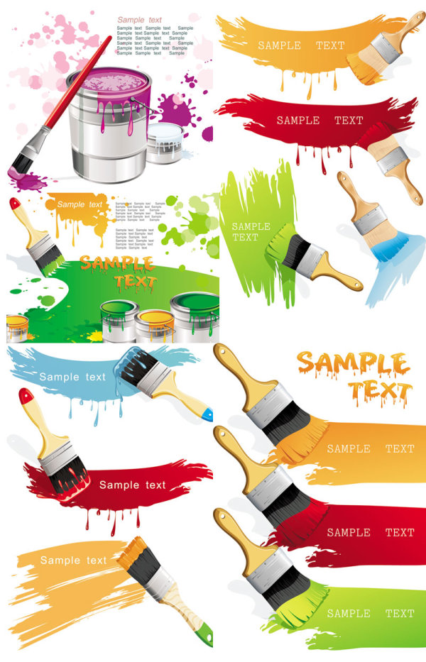 Paint brush and color - Vector
