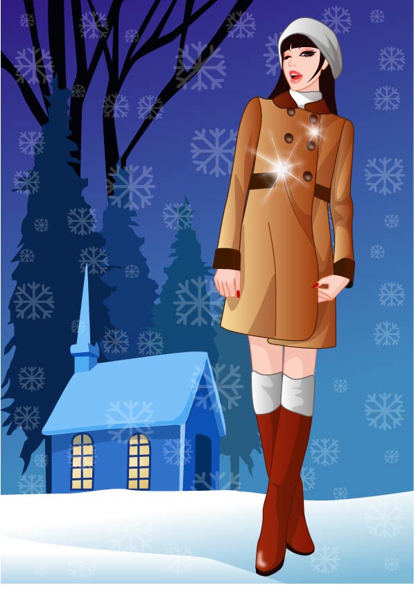 Vector winter woman