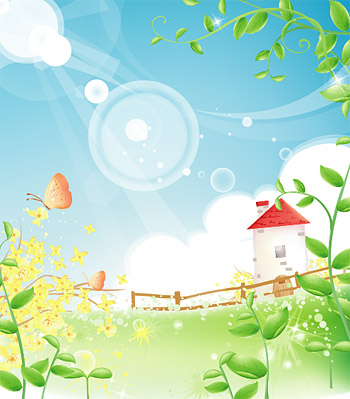Summer scenery Vector Vine