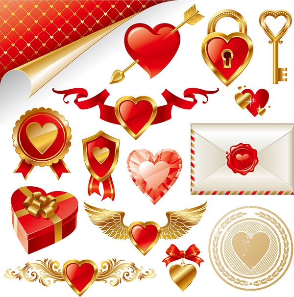 ++Golden love element vector material
++