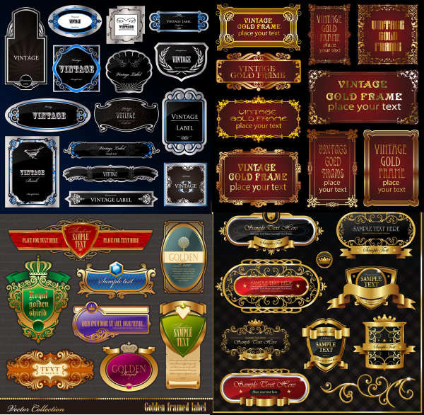 Classic European-style bottle label affixed border - Vector