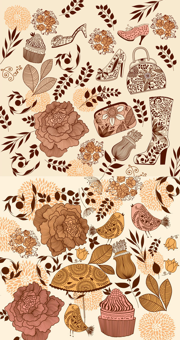 Female flower topic vector pattern