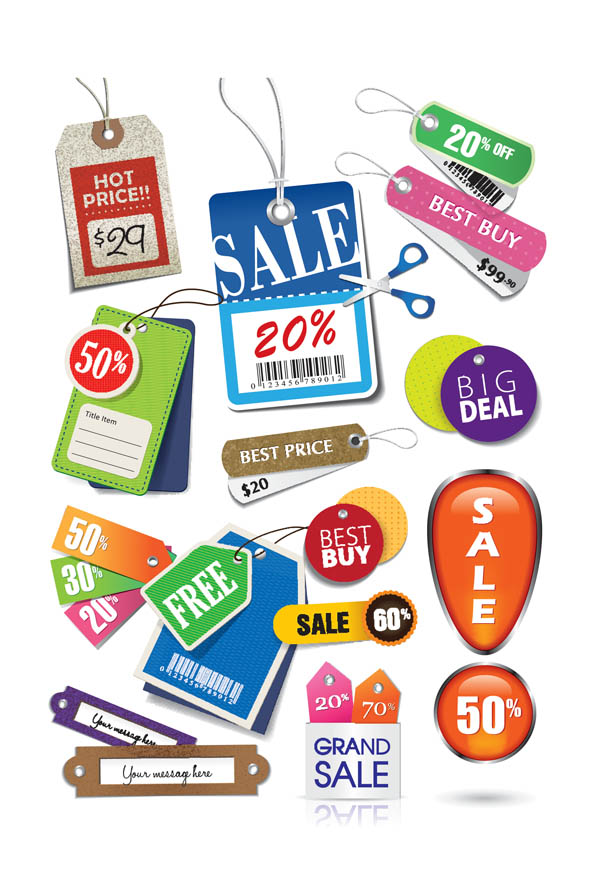 Beautiful color labels 04 - vector