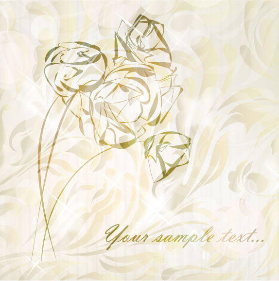 Elegant rose pattern background 01 - vector