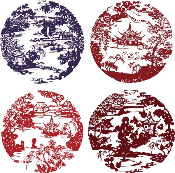 Landscape architecture paper cutting - vector material