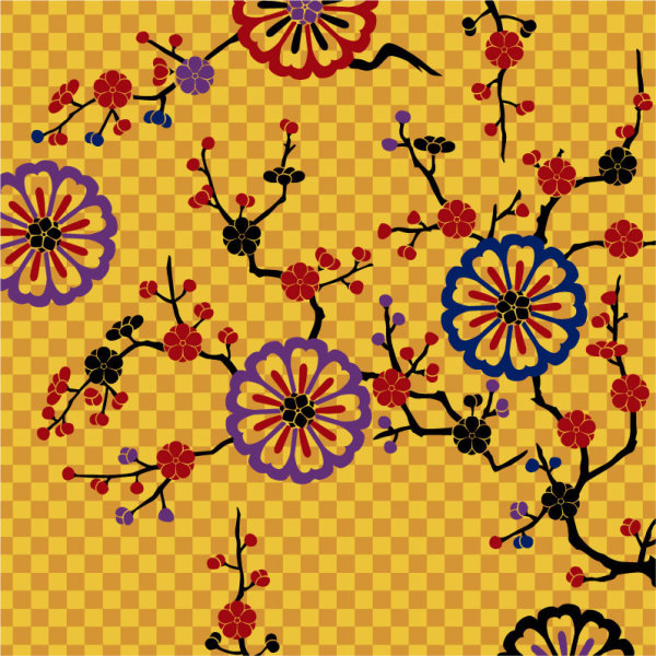 Beautiful pattern vector background material of plum