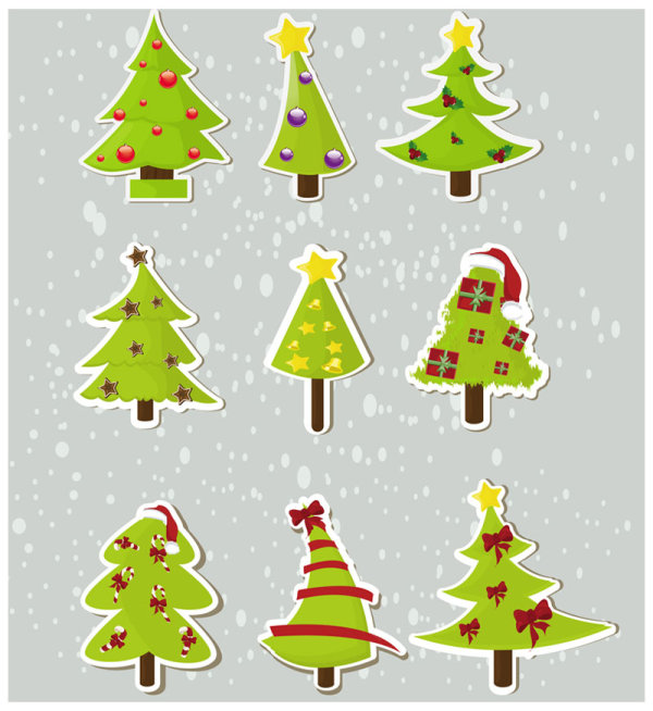 Christmas elements stickers 04 - vector material