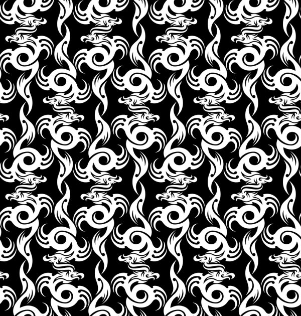Dragon-shaped patterns 01 - vector