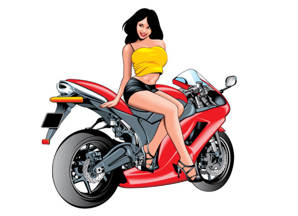 Sexy beauty and sports car 02 - vector material