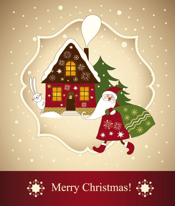 Beautiful Christmas greeting card 03 - vector material