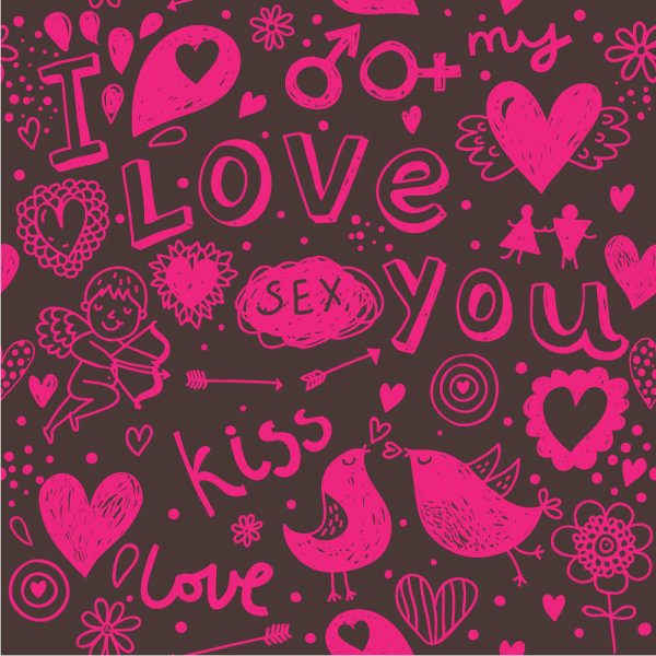 Valentine hearts background 02 - vector material