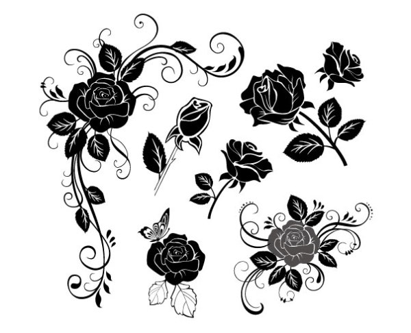 Hand-painted flowers material 02 - vector