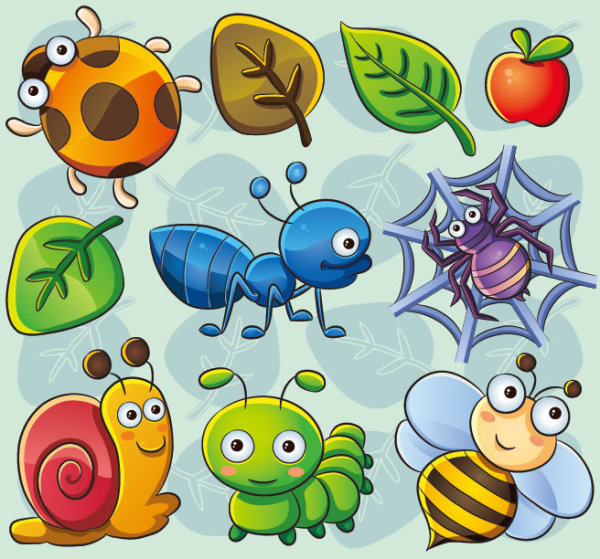 The cute insect plant 02 - vector material