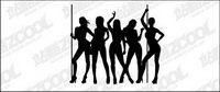 Female dancer silhouette vector material