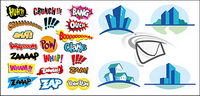 English font decoration, building and e-mail vector material
