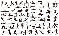 Variety of sports actions silhouette Vector