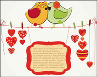 Hand-drawn illustrations love birds 04-- vector material