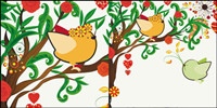 hand-painted illustrations Love birds  01 - Vector