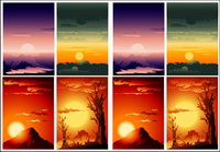 Vector beautiful sunset scenery
