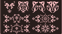Beautiful lace corner ornaments vector material