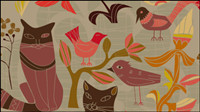 The Cartoon decorative style birds and cats 01 - vector