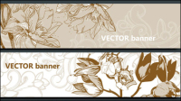 Line art floral banner 01 - vector material