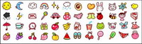 Weather, fruits, animals, small icons gif