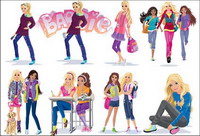 Girls, books, puppy vector