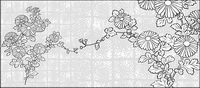 Vector line drawing of flowers-37(Chrysanthemum, background)