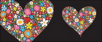 Colourful flowers composed of heart-shaped