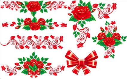 Beautiful rose lace Vector material