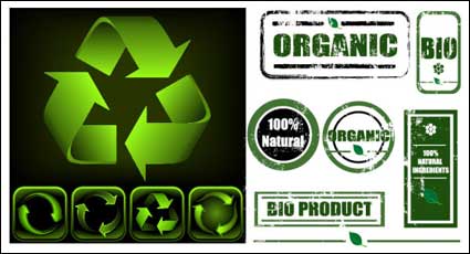 Green signs with nostalgia green icon vector material