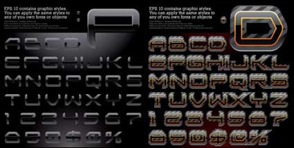 Variety of effects alphabet vector material