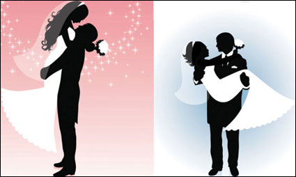 Vector People silhouette wedding